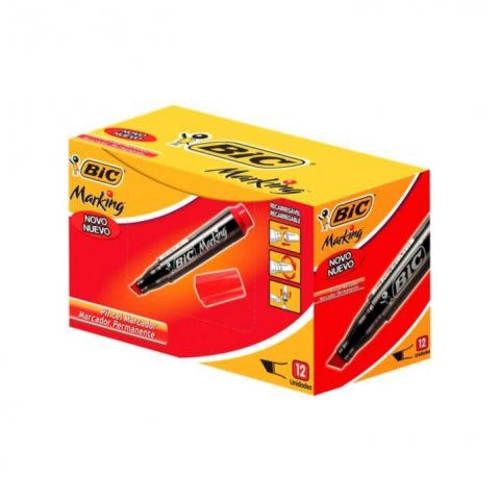 Marcador Permanente Bic Plumon Color Rojo Set 12 U