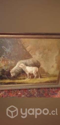 Antiguo y fino óleo motivo campiña