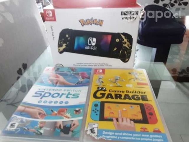 2 juegos y 1 accesorio nintendo switch.