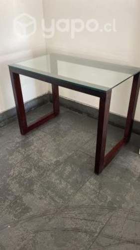 Mesa madera y vidrio templado