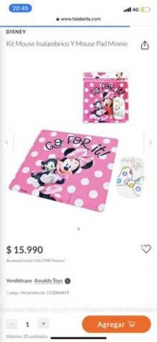 Kit mouse inalámbrico de Minnie Mouse para PC.