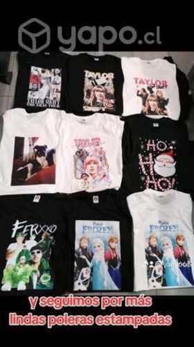 Poleras estampadas de puro algodon