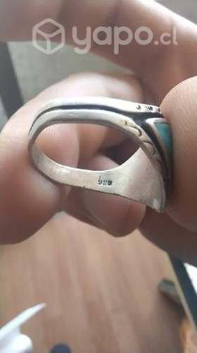 Anillo plata 925 antiguo incrustaciones de turques