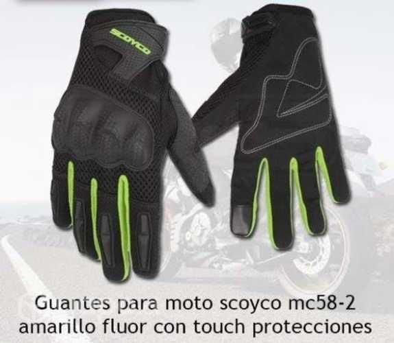 Guantes para moto scoyco mc58-2 amarillo fluor con