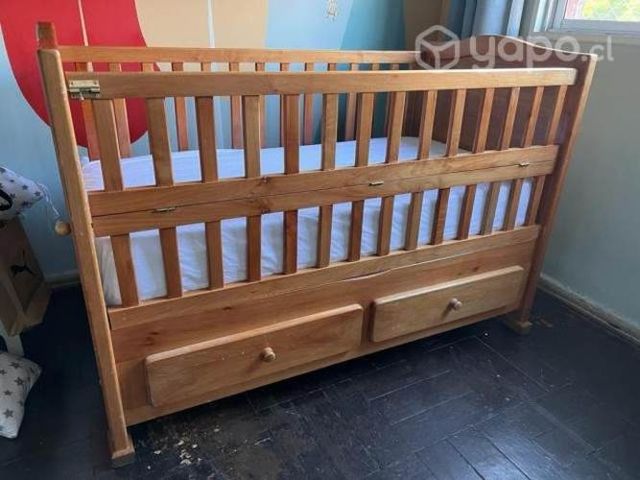 Cuna de madera + colchón