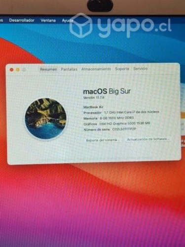Mac book air 2013 i7 8gb de ram