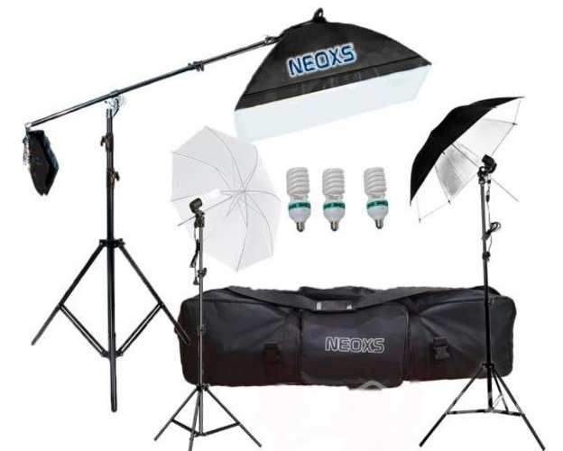 Kit Softbox 4 Soquetes Paraguas + 3 Ampolletas Y J