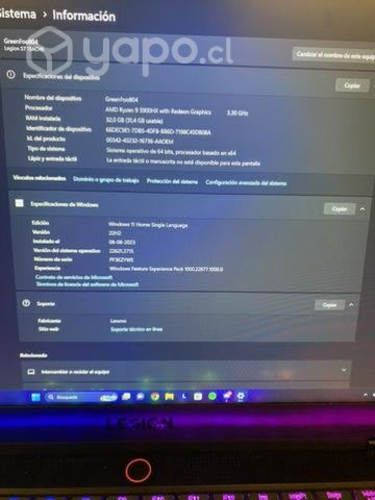 Lenovo Legión S7 como nuevo"