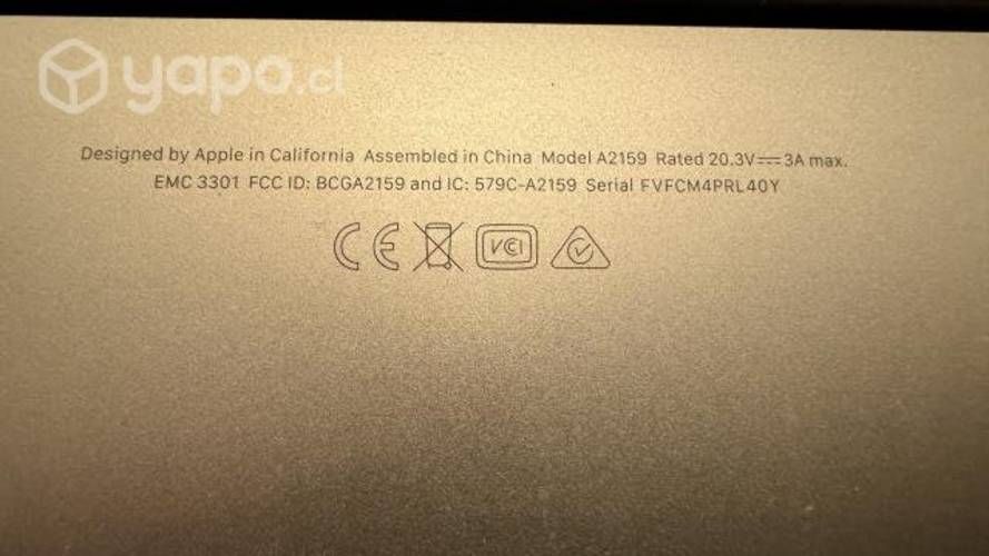 Macbook Pro -Model A2159 / excelente estado