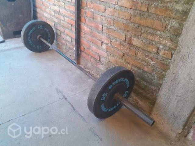 Barra olímpica más dos discos 35 libras