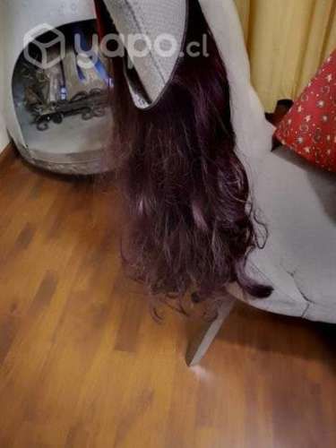 Cortina de pelo sintético color rojizo