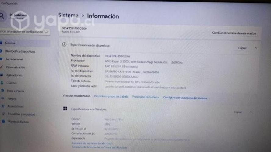 Notebook Acer aspire 3