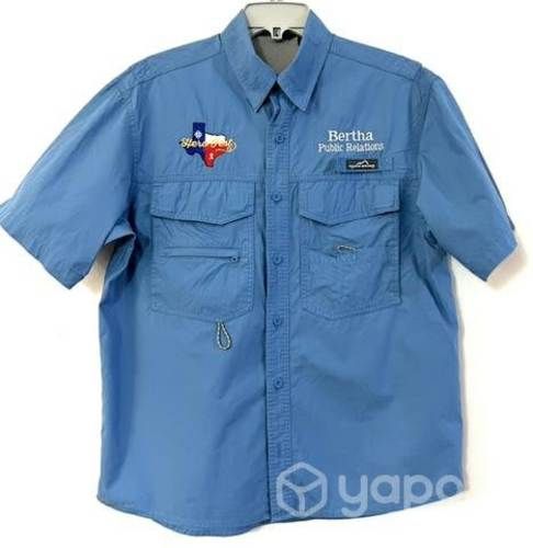 Camisa Marca Eddie Bauer Talla S/m Azul Acero