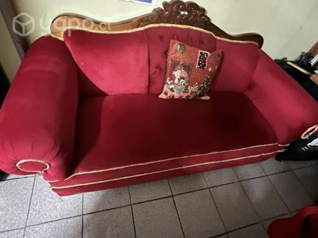 Sofá plush rojo seminuevo 3 cuerpos más 2 sitiales