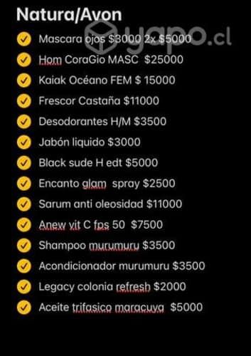 Natura y Avon todo mitad de precio