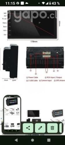 Radio android bluetooth con gps pantalla touch