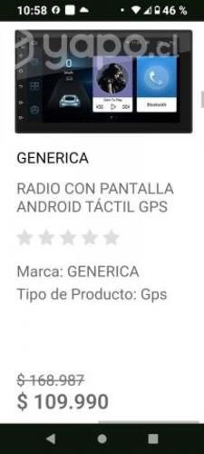 Radio android bluetooth con gps pantalla touch