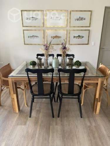 Mesa comedor madera y vidrio