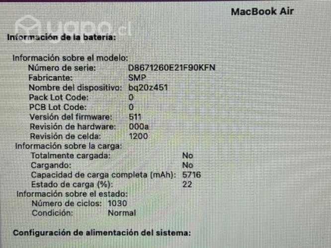 MacBook Air 13” 8GB RAM, 256Gb SSD