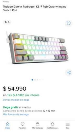 Teclado gamer blanco modelo Redragon K617