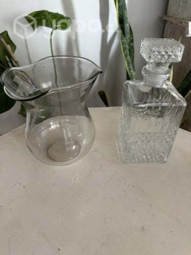 Juego botella licorera y florero