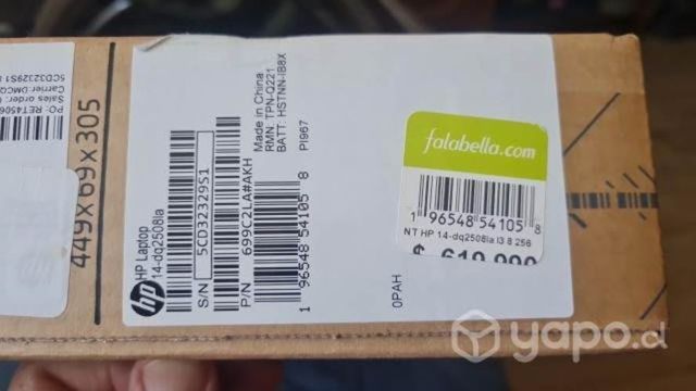 Notebook HP 14- dq2508la - 256GB y 8GB Ram