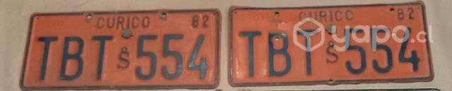Placa patente antigua curico 1982