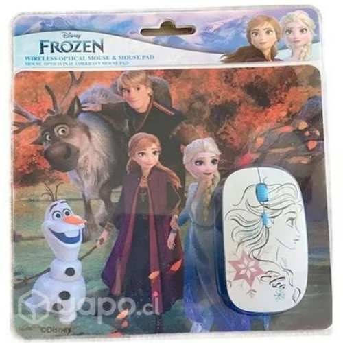 Kit mouse inalambrico y pad mouse frozen