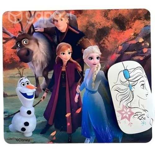 Kit mouse inalambrico y pad mouse frozen