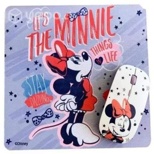 Kit mouse inalambrico y pad mouse minnie