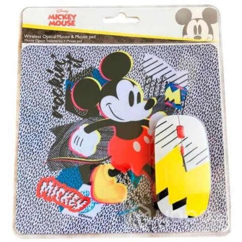 Kit mouse inalambrico y pad mouse mickey