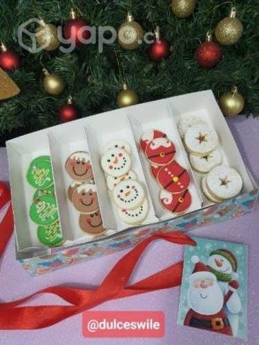 Caja de galletas de mantequillas navideñas