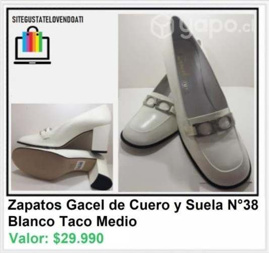 Zapatos Gacel Blanco de Cuero y Suela Nuevas con c