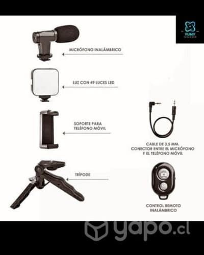 Kit de Grabación con Luz Led Micrófono - Trípode