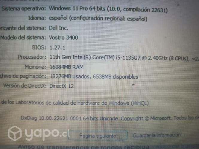 Notebook Dell Voostro  ssd
