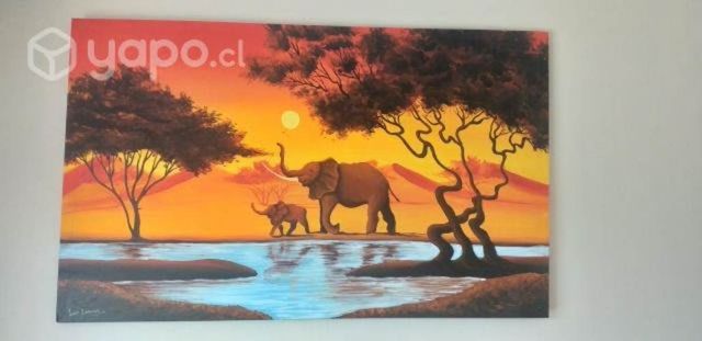 Hermoso lienzo de óleo, motivo africano