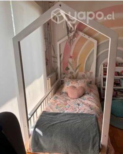 Cama Modelo casita con barandas - Madera