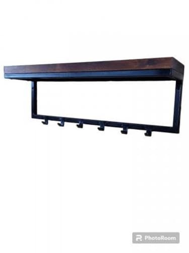 Repisa-perchero Industrial . Fierro Y Madera