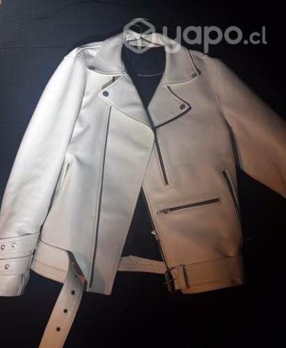 Chaqueta de cuero blanca M/L