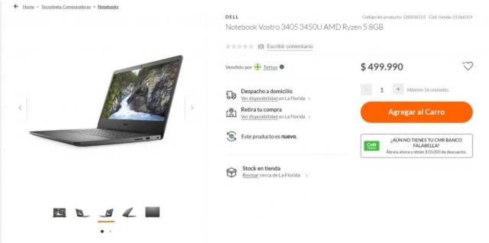 Notbook Dell Vostro 3405 Ryzen 5 8 gb ram