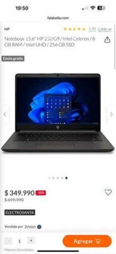 Notebook HP 250 G9 nuevo en su caja