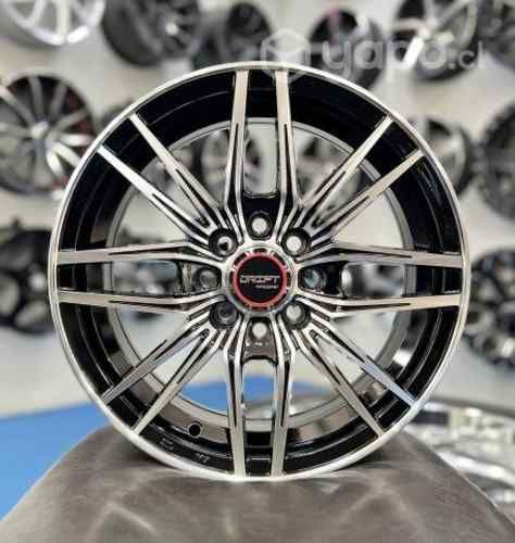 Llantas 14x6 4x100 y 4x108 negro cara plateada