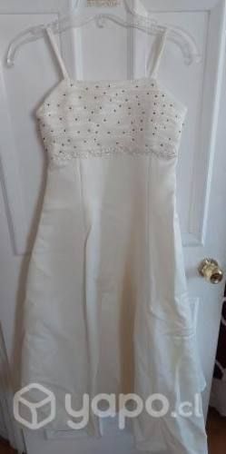 Vestido niña formal beige + tiara (La Casa Blanca)