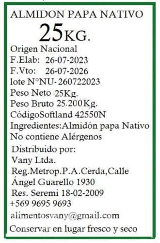 Chuño almidón de papas sacos