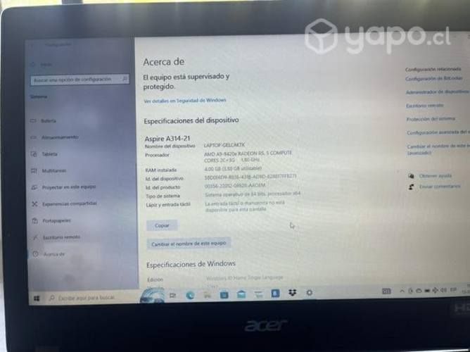 Notebook Acer Aspire 3 A314