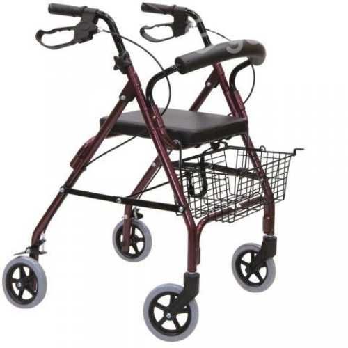 Andador de 4 Ruedas con asiento, frenos y canasto
