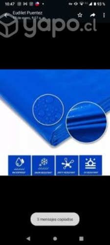 Lona Carpa Multiuso Impermeable Azul Con Ojetillos