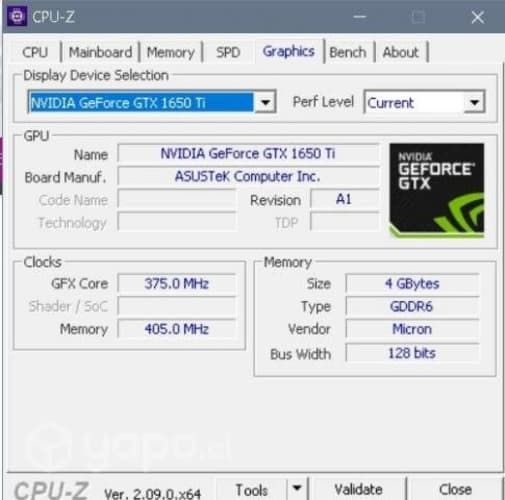 Notebook NVDIA Geforce1650 ti