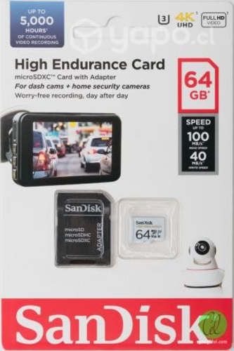 MicroSD Sandisk High Endurance 64GB 100Mb/s C10, V