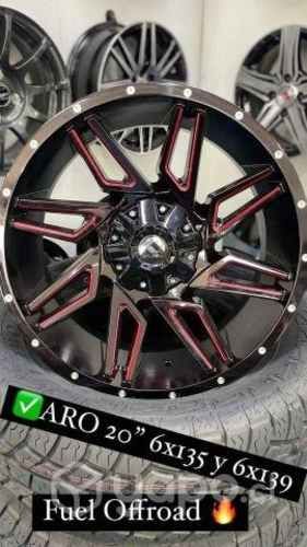 Llantas 20x9 6x135 y 6x139 Fuel negro y rojo